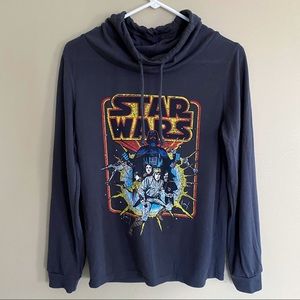 Star Wars gray funnel neck graphic pullover top sz s